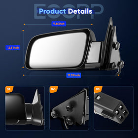 ECCPP mirror mounted on GMC passenger side showing wider view and towing benefit