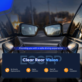 ECCPP passenger mirror manual fold mechanism highlighted for collision protection