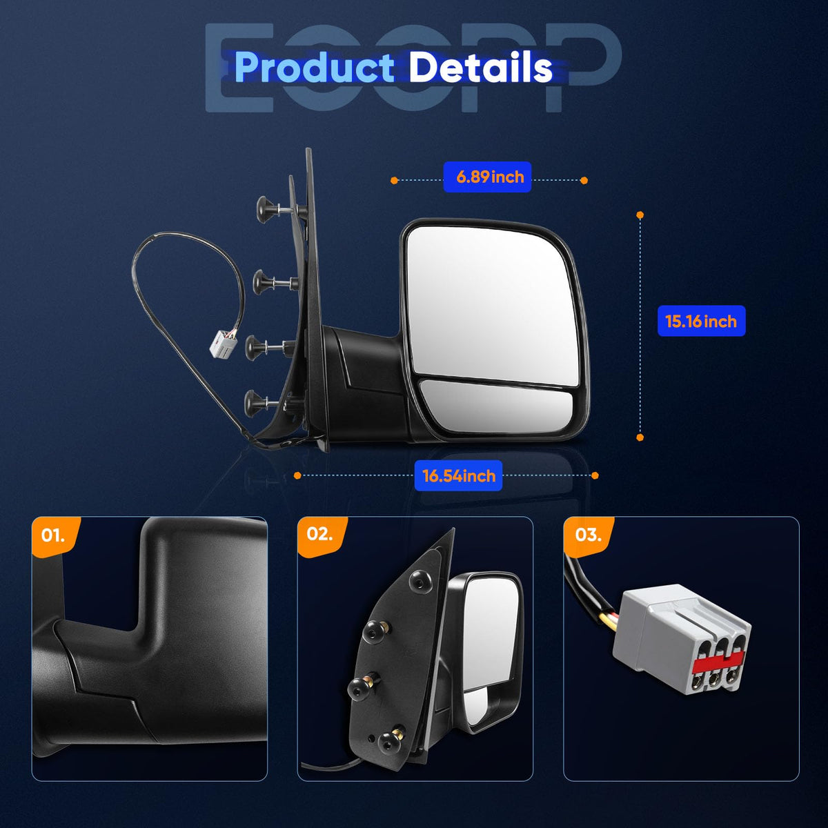 ECCPP passenger mirror size comparison with hand to verify correct scale