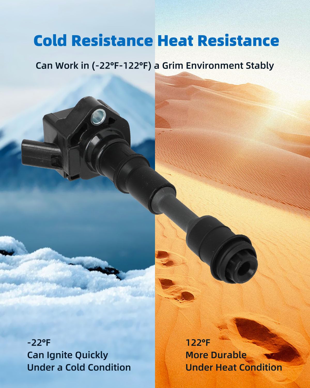ECCPP side profile of coil and plug illustrating OE-style fit and compatibility