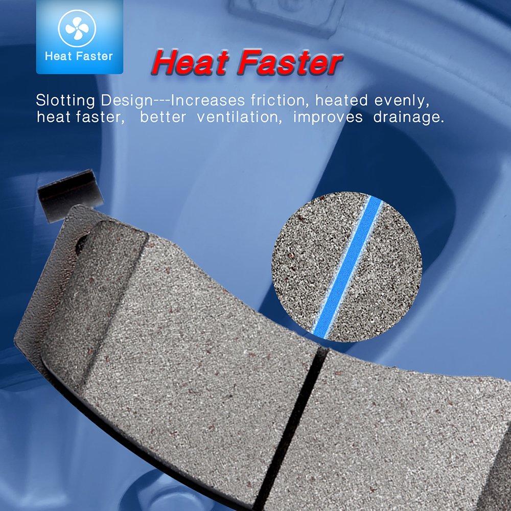 ECCPP brake pads next to ruler size comparison verifying correct dimensions for fitment assurance