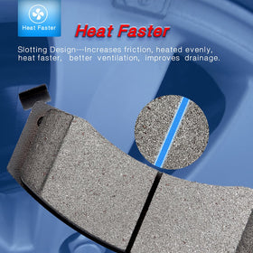 ECCPP brake pads next to ruler size comparison verifying correct dimensions for fitment assurance