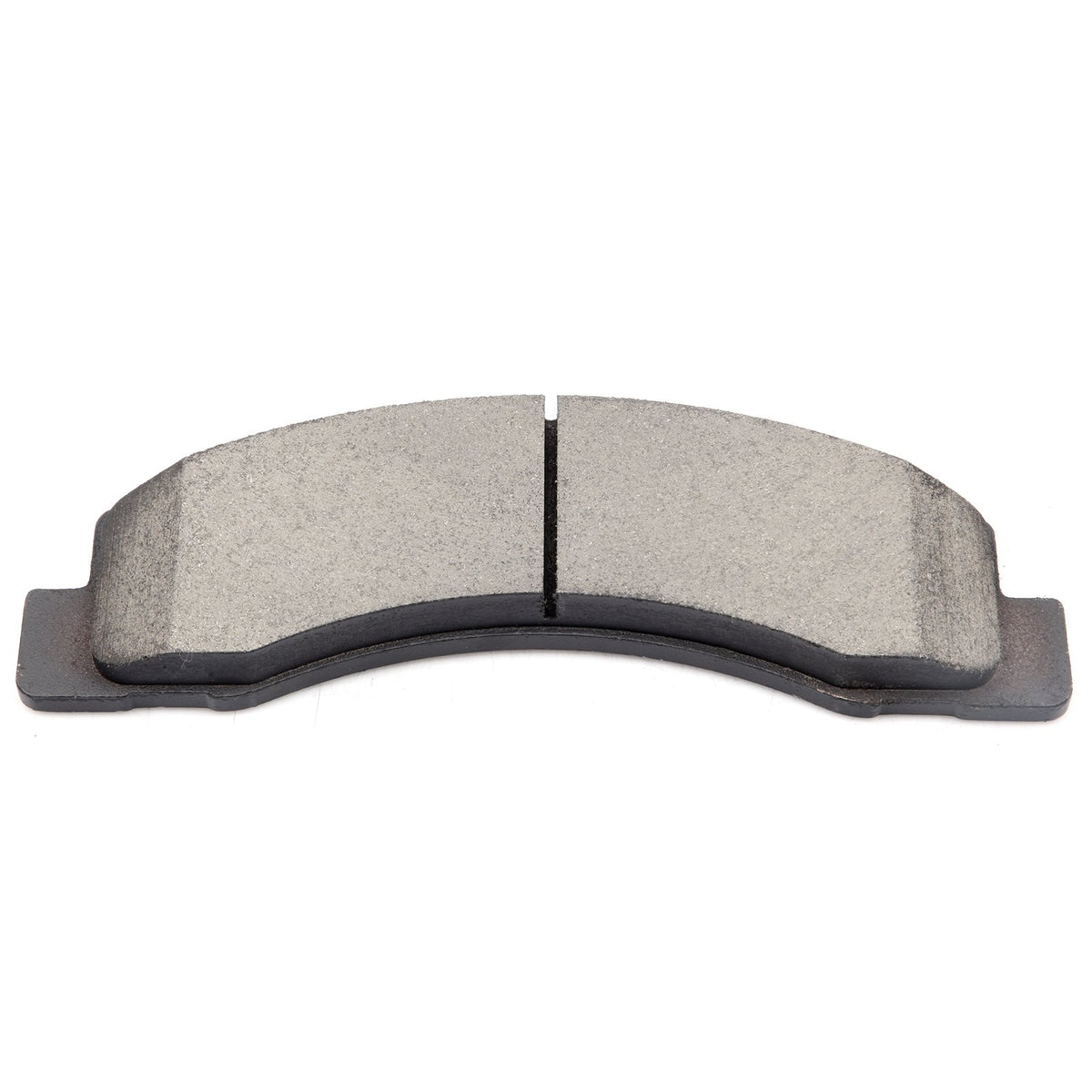 ECCPP slotted pad edge view illustrating slots and chamfers for improved cooling and quieter stops