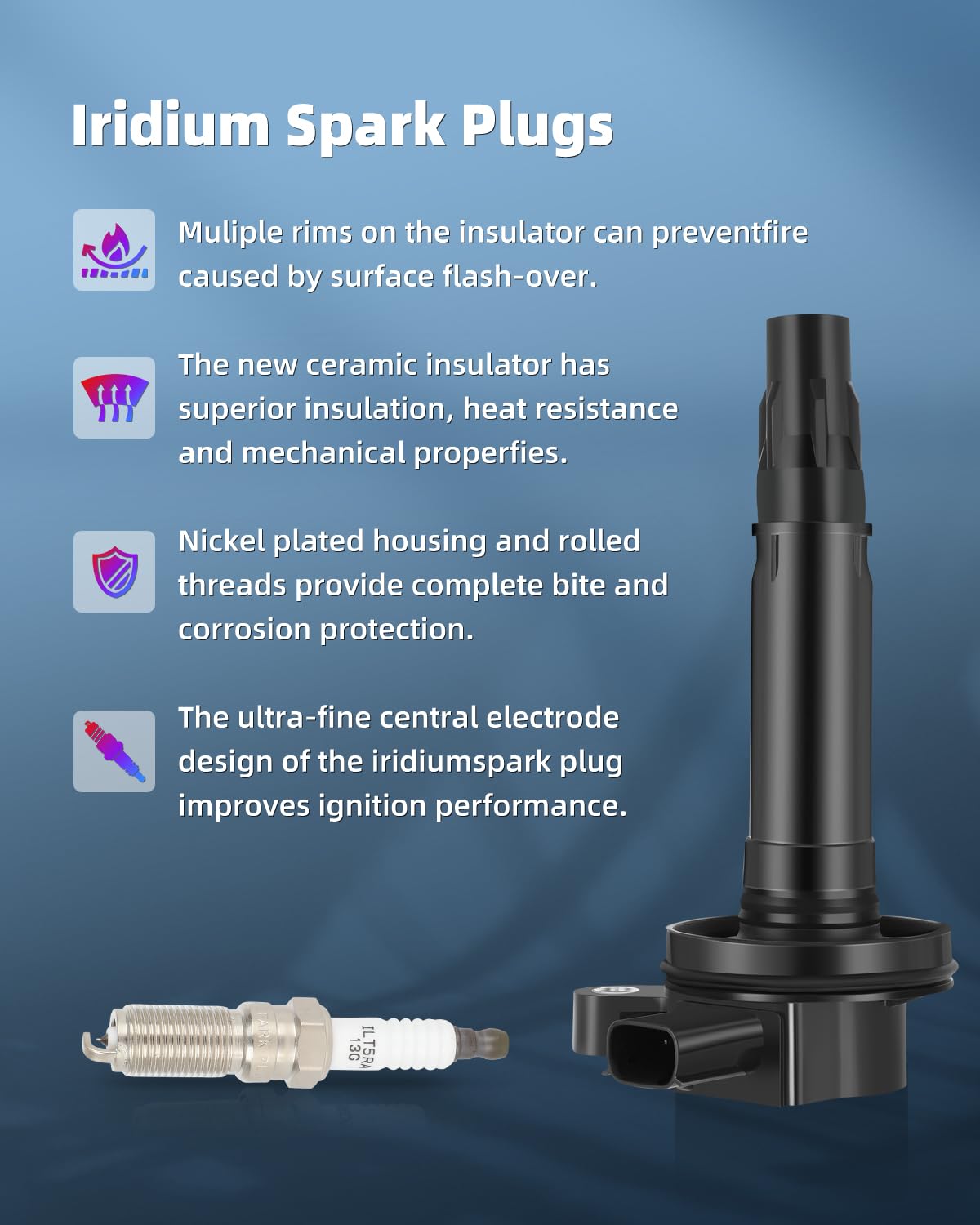 ECCPP spark plug gap detail showing precise electrode for stable ignition