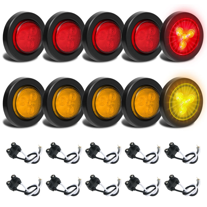 EclatLights front view of 10-pack showing amber and red lenses for easy identification