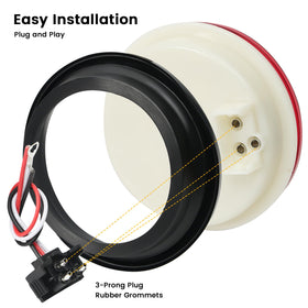 EclatLights rubber grommet and 3-prong pigtails for simple hookup