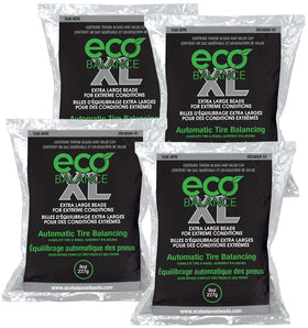 ECO Balance front packaging showing four 8oz bead bags and valve caps, easy-install benefit