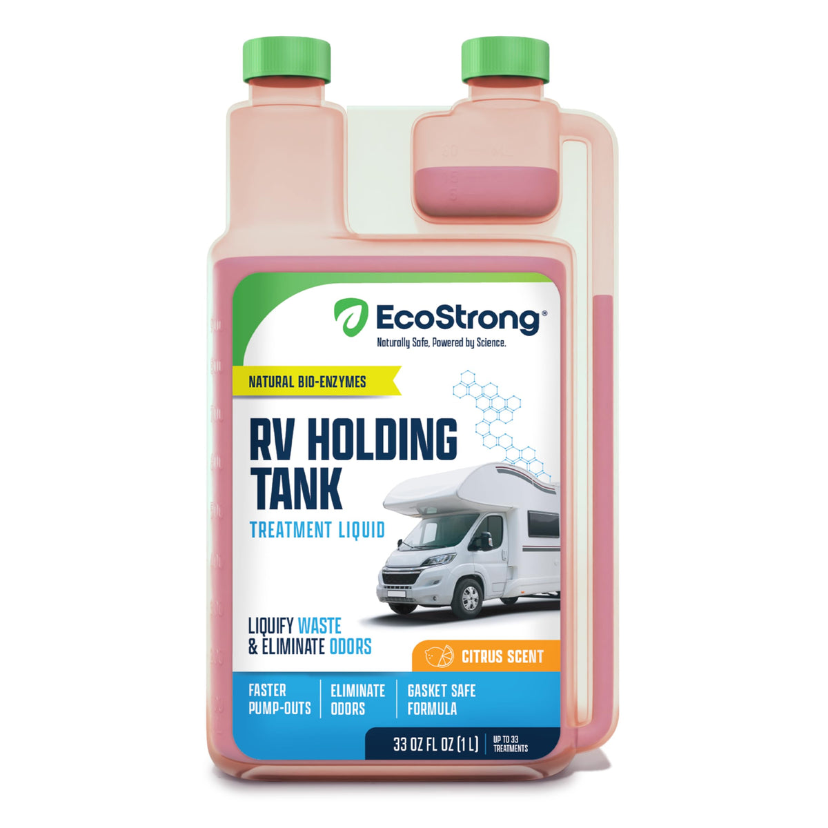 Eco Strong bottle front label showing product and citrus benefit