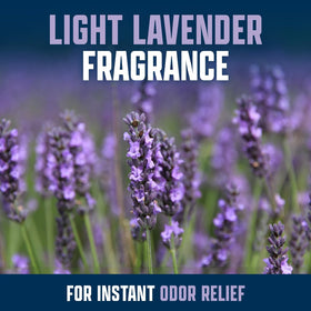Eco Strong bottle beside campsite gear emphasizing fresh lavender fragrance benefit