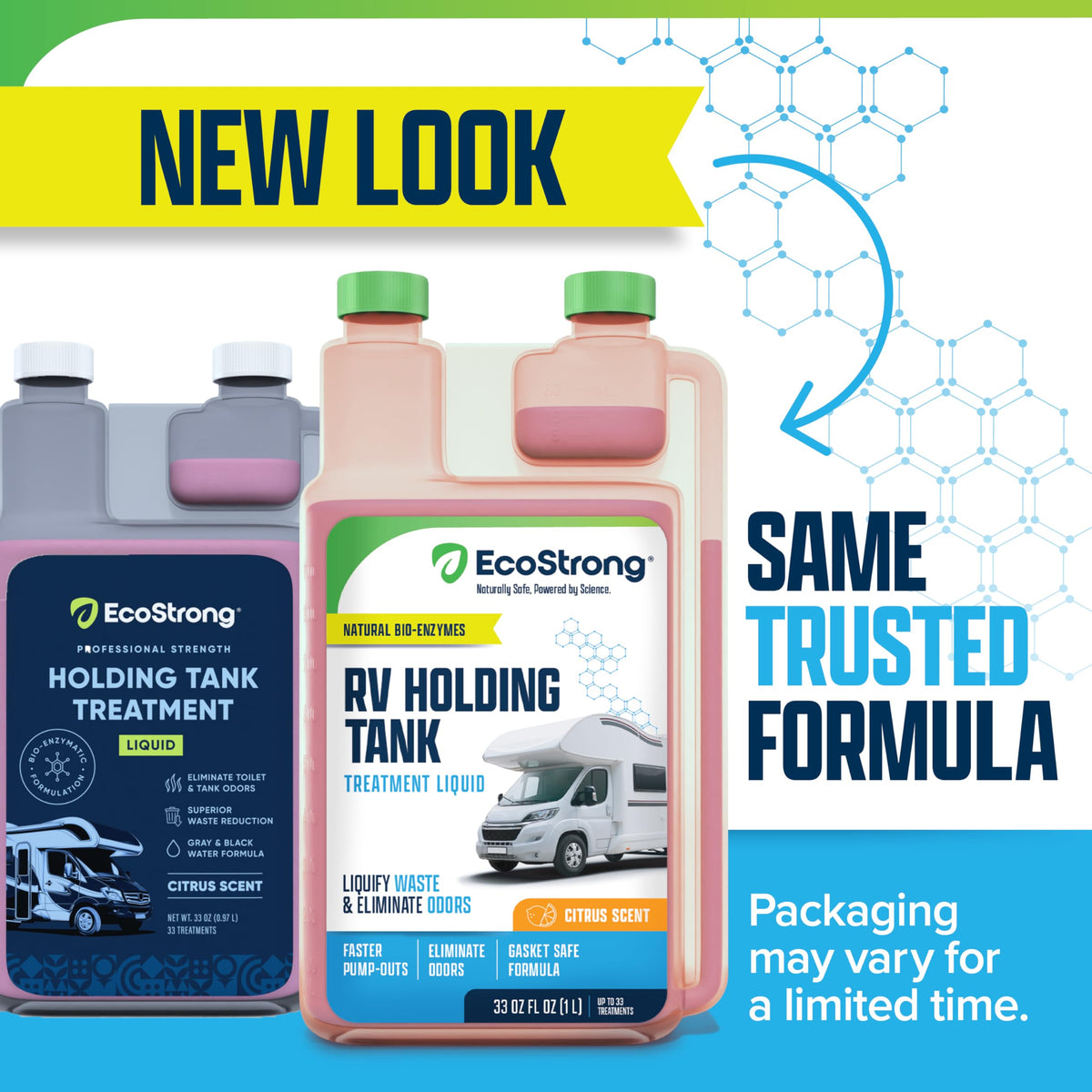 Eco Strong being poured into RV tank to improve dumping ease