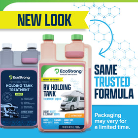 Eco Strong being poured into RV tank to improve dumping ease