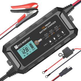 ECO-WORTHY charger front view showing controls and benefit of intuitive operation