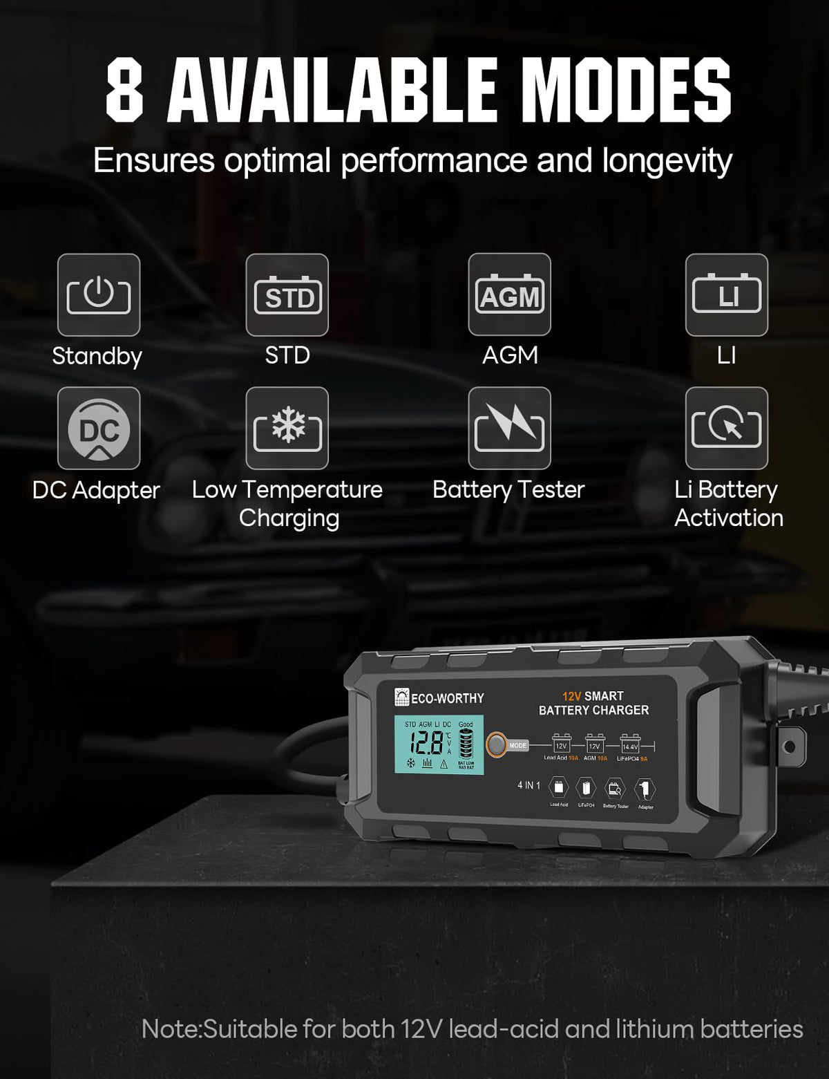 ECO-WORTHY side label and ports showing specifications and easy access