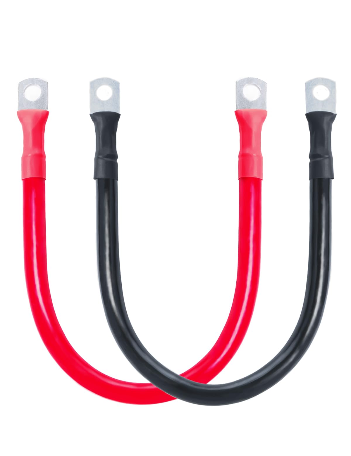ECO-WORTHY front view of 2AWG 12in cable set showing red and black jackets that prevent wiring errors