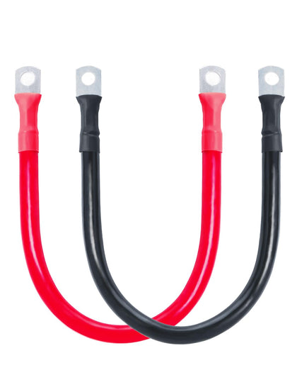 ECO-WORTHY front view of 2AWG 12in cable set showing red and black jackets that prevent wiring errors