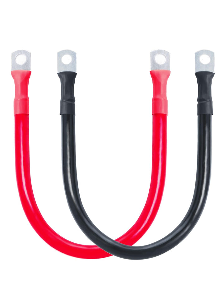 ECO-WORTHY front view of 2AWG 12in cable set showing red and black jackets that prevent wiring errors