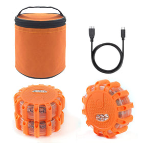 Ecoangel three-pack front view showing compact rechargeable flares benefits visibility