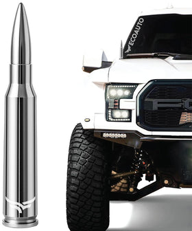 EcoAuto bullet antenna front view showing compact profile and rugged styling benefit