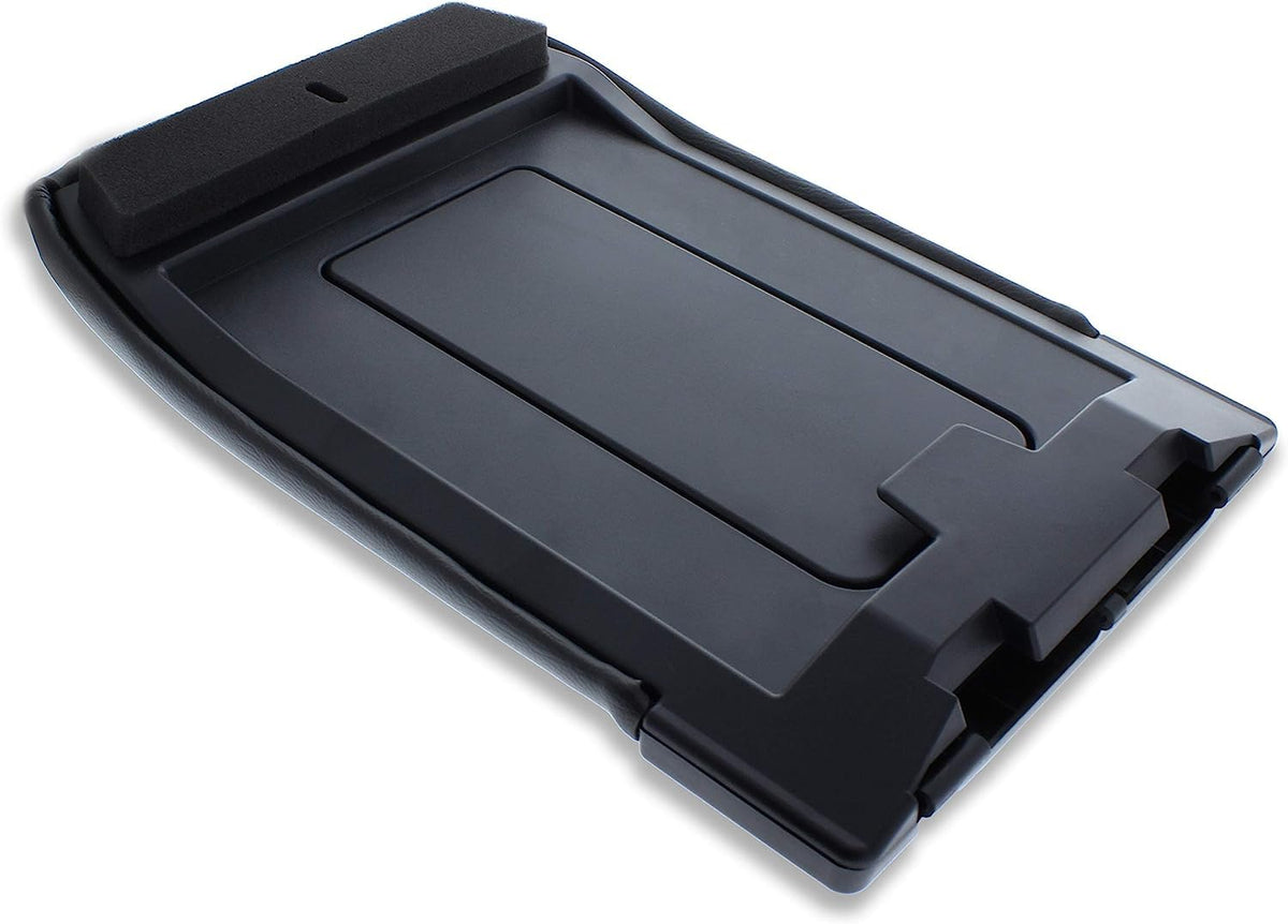 EcoAuto console lid next to ruler showing dimensions and easy compatibility check