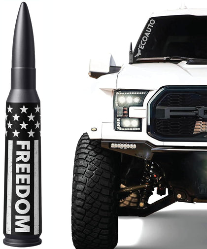 EcoAuto front view of bullet antenna topper showing rugged style and fit