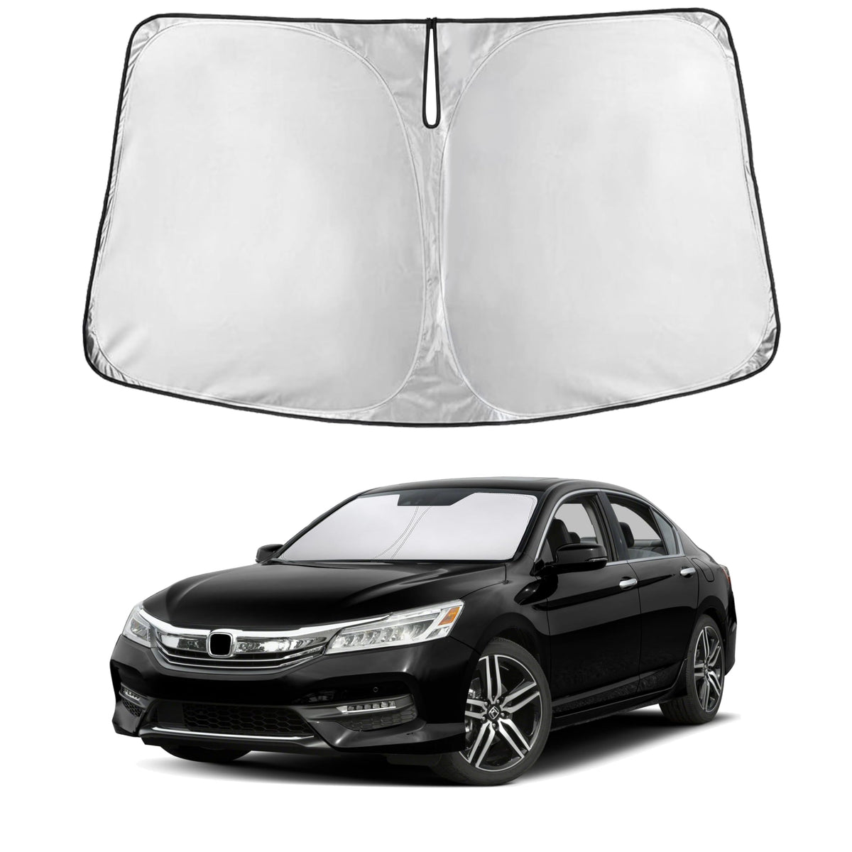 EcoNour front view showing full windshield coverage and neat fit benefit