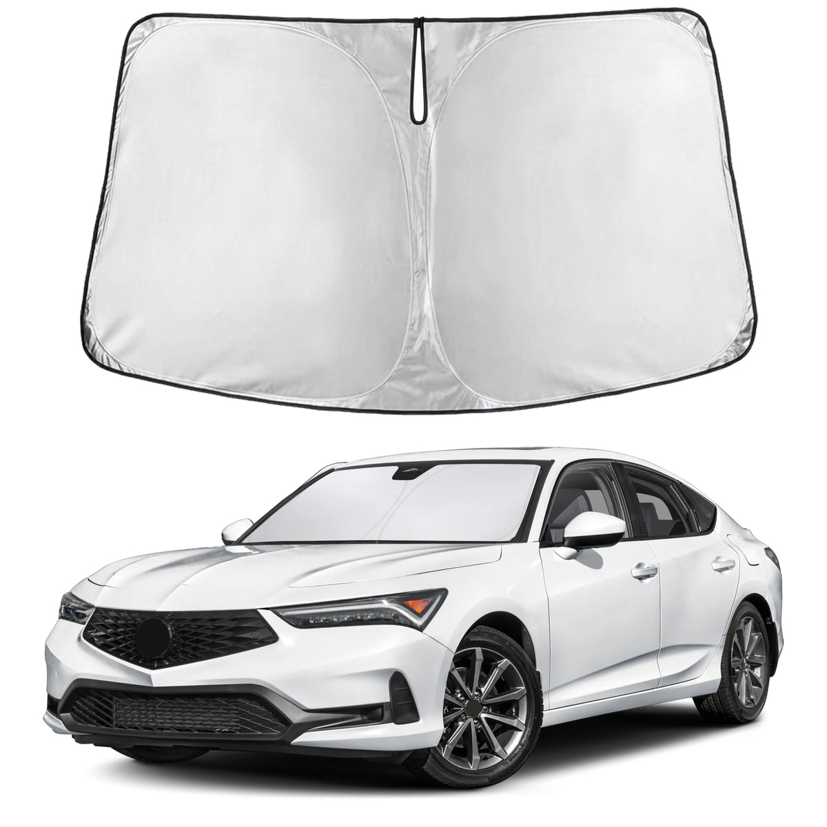 EcoNour front view sunshade fitted in Acura Integra protects interior from heat