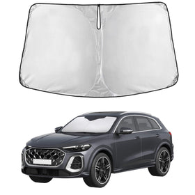 EcoNour front view of sunshade showing full windshield coverage and protection
