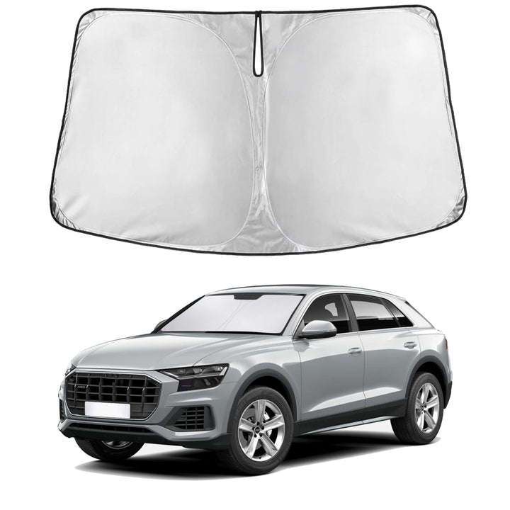 EcoNour front view sunshade fitted to Audi Q8, full windshield coverage benefit