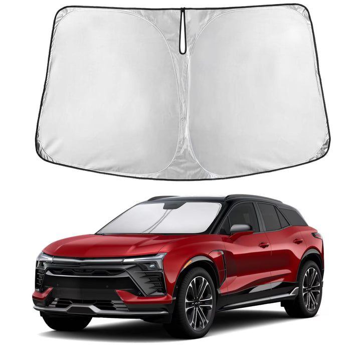EcoNour front view of sunshade packaging showing model fit benefit
