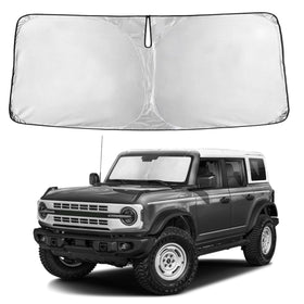 EcoNour front view of sunshade showing full windshield coverage and protection