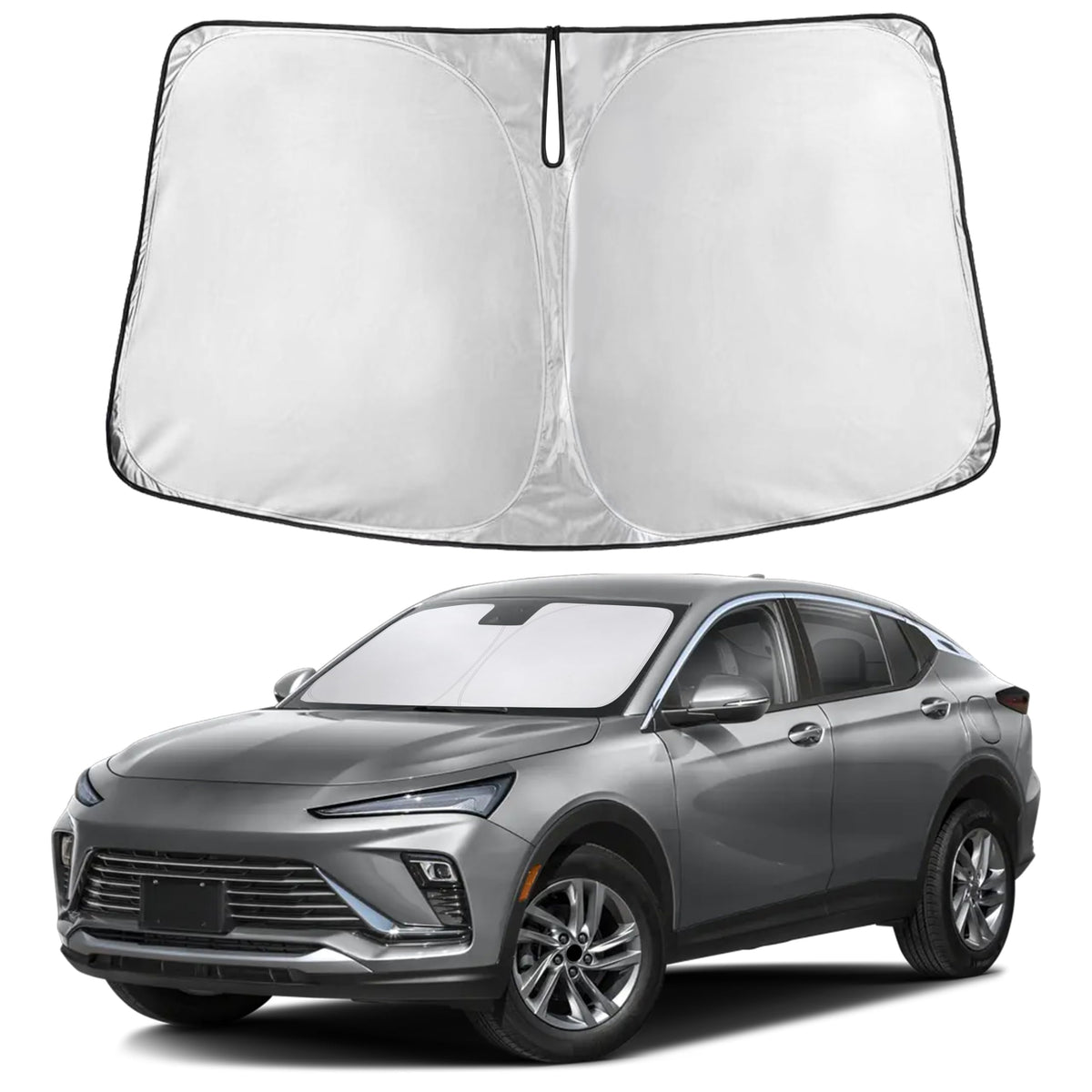 EcoNour front view sunshade fitted on Buick Envista shows full coverage and protection