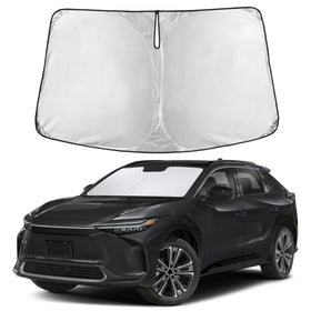 EcoNour sunshade front packaging showing bZ4X fit and benefit of full windshield coverage