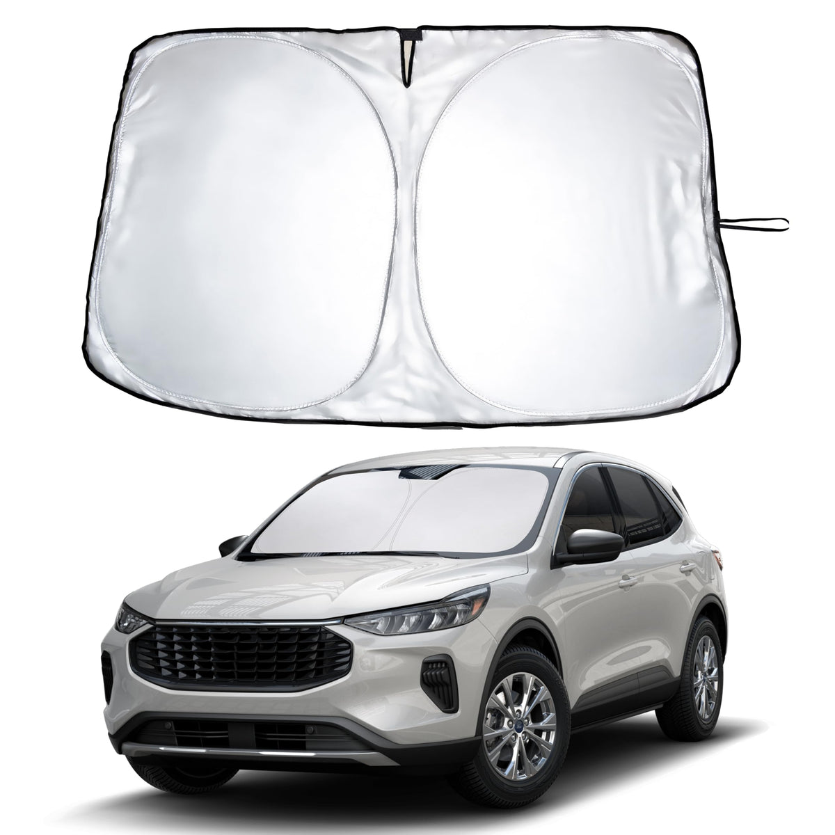 EcoNour front view sunshade fitted on Ford Escape windshield reducing glare