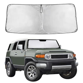 EcoNour front view showing full windshield coverage and quick install benefit