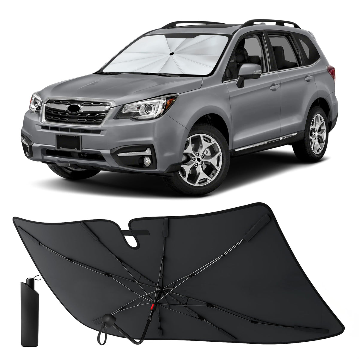 EcoNour front view on Subaru Forester windshield showing full coverage and protection