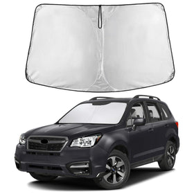 EcoNour front view sunshade fitted on Subaru Forester shows full coverage benefit