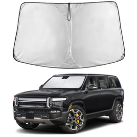 EcoNour front-facing sunshade showing full windshield coverage and protection