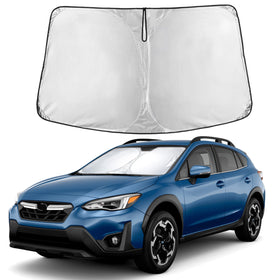 EcoNour front fit showing full Crosstrek windshield coverage and sun protection