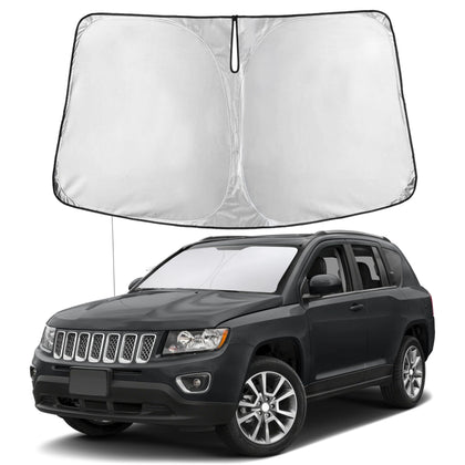 EcoNour front fit on Jeep Compass showing full windshield coverage and sun protection