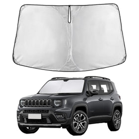 EcoNour front-fit on Jeep Renegade windshield showing full coverage and cooling benefit