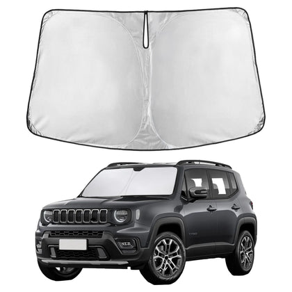 EcoNour front-fit on Jeep Renegade windshield showing full coverage and cooling benefit