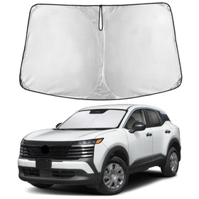 EcoNour front-fit sunshade covering Nissan Kicks windshield for full protection
