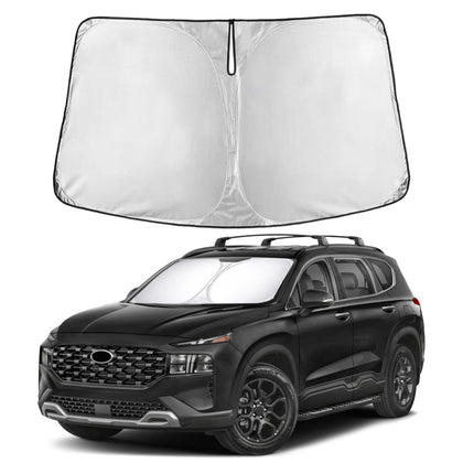 EcoNour front view showing precise Santa Fe windshield fit and full coverage benefit