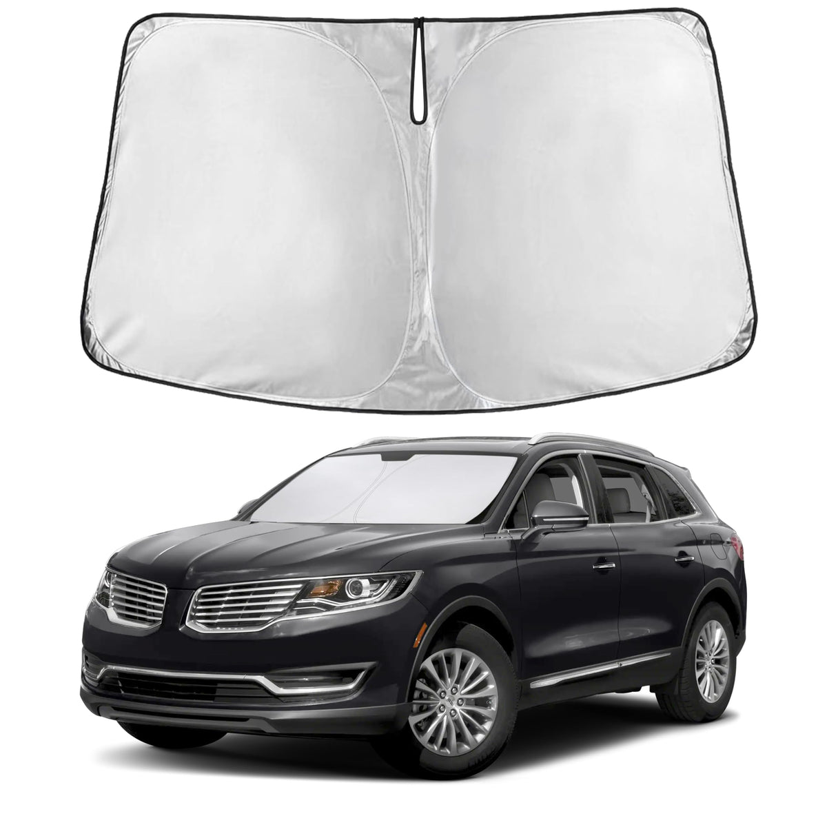 EcoNour front-fit sunshade covering Lincoln MKX windshield reducing interior heat