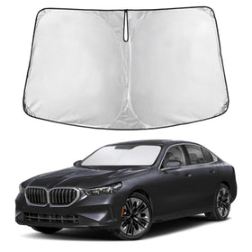 EcoNour front view showing full windshield coverage and precise BMW fit