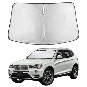 EcoNour front view showing full windshield fit for BMW X3, protecting interior