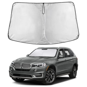 EcoNour front view of sunshade showing full windshield coverage and protection