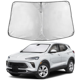 EcoNour front view of sunshade fitted for Buick Encore GX showing full windshield coverage and heat reduction