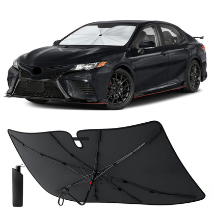 EcoNour front packaging on Camry windshield showing full coverage and quick fit benefit