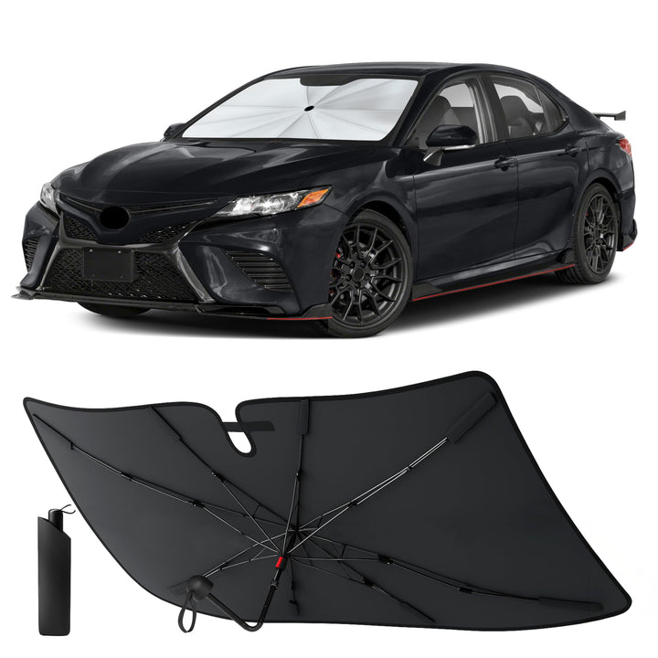 EcoNour front packaging on Camry windshield showing full coverage and quick fit benefit